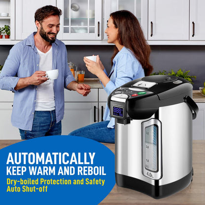 Distributeur d'eau chaude numérique 4L - Chauffe-eau instantané / Chauffe-eau, verrou de sécurité de distribution automatique, (4,227 litres) 