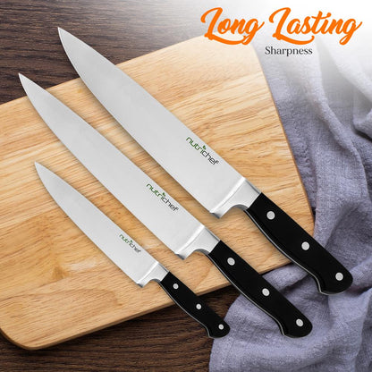 German Stainless Steel Cutlery Set - Versatile Kitchen Precision Knife Set With Wood Block, Ideal For Cutting, Slicing, Chopping, And Dicing