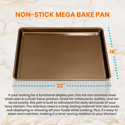 Moule à pâtisserie méga antiadhésif - Revêtement métallique élégant, compatible lave-vaisselle et sans PFOA, PFOS, PTFE 