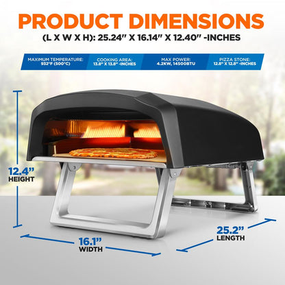 Four à pizza portable d'extérieur - Four à pizza d'extérieur à gaz, feu et pierre 