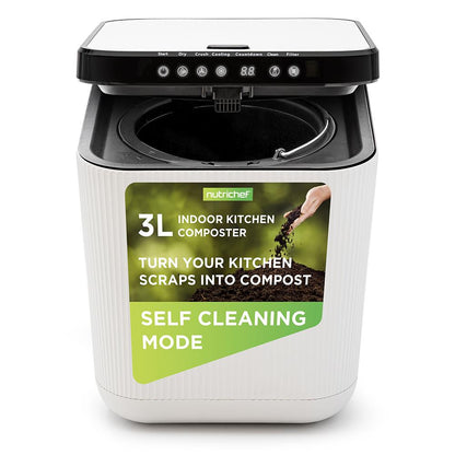 Poubelle de déchets alimentaires - Poubelle de comptoir de 3 litres, composteur automatique de déchets alimentaires (Blanc) 