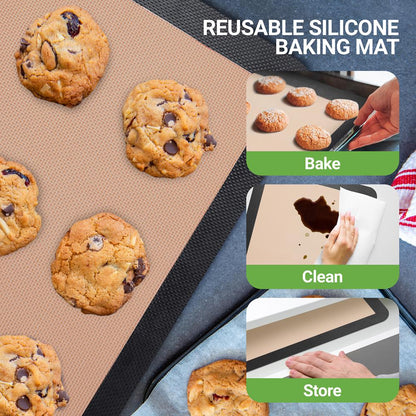 Feuille de cuisson en silicone - Réutilisable, facile et pratique, tapis antiadhésif utilisé pour le four - (Noir) 