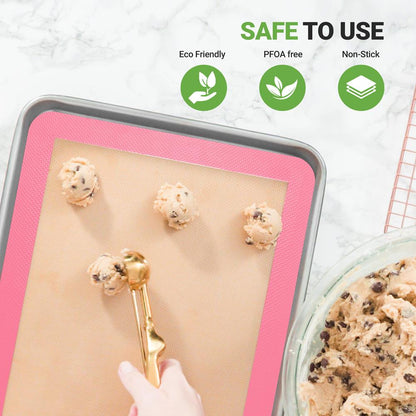 Feuille de cuisson en silicone - Réutilisable, facile et pratique, tapis antiadhésif utilisé pour le four - (Rose) 