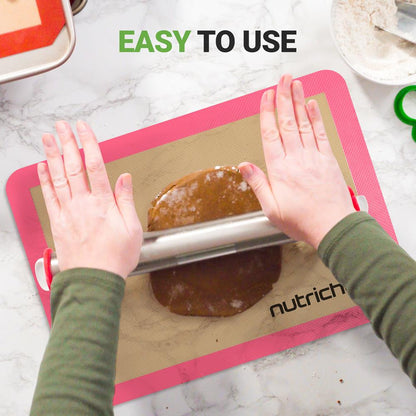 Feuille de cuisson en silicone - Réutilisable, facile et pratique, tapis antiadhésif utilisé pour le four - (Rose) 