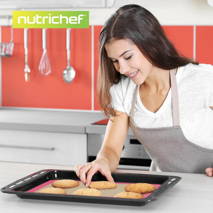Feuille de cuisson en silicone - Réutilisable, facile et pratique, tapis antiadhésif utilisé pour le four - (Rose) 