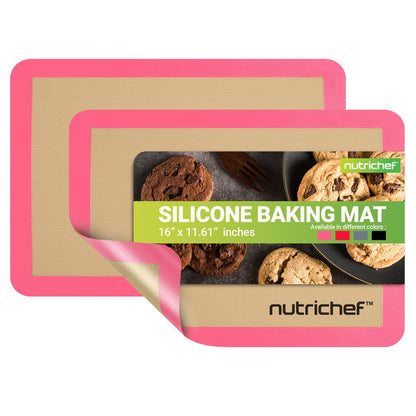 Feuille de cuisson en silicone - Réutilisable, facile et pratique, tapis antiadhésif utilisé pour le four - (Rose) 