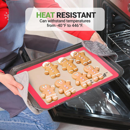 Feuille de cuisson en silicone - Réutilisable, facile et pratique, tapis antiadhésif utilisé pour le four - (Rouge) 