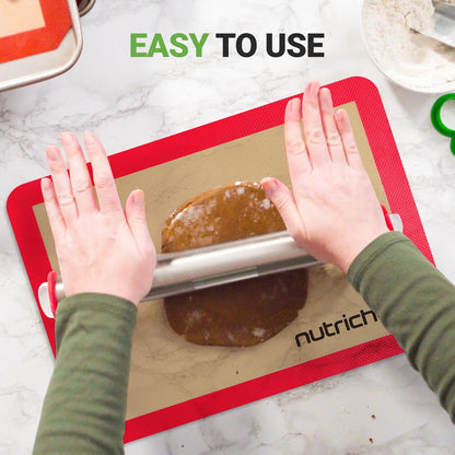 Feuille de cuisson en silicone - Réutilisable, facile et pratique, tapis antiadhésif utilisé pour le four - (Rouge) 