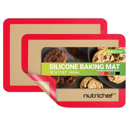 Feuille de cuisson en silicone - Réutilisable, facile et pratique, tapis antiadhésif utilisé pour le four - (Rouge) 