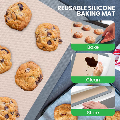 Feuille de cuisson en silicone - Réutilisable, facile et pratique, tapis antiadhésif utilisé pour le four - (Gris) 