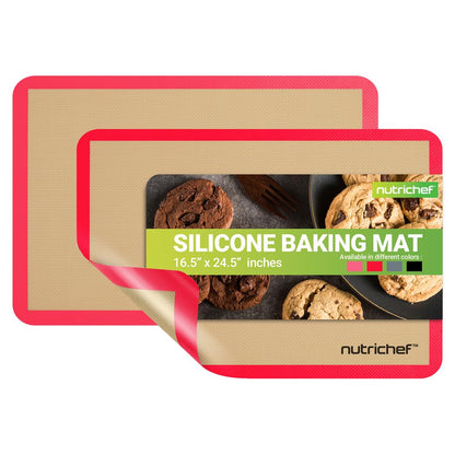 Feuille de cuisson en silicone - Réutilisable, facile et pratique, tapis antiadhésif utilisé pour le four - (Rouge) 