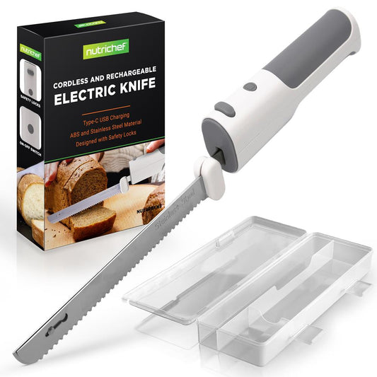 Electric Bread Knife For Carving Cooked Meats, Cooked Poultry, Bread, Crafting Foam, And More, Lightweight With Contoured Grip Handle