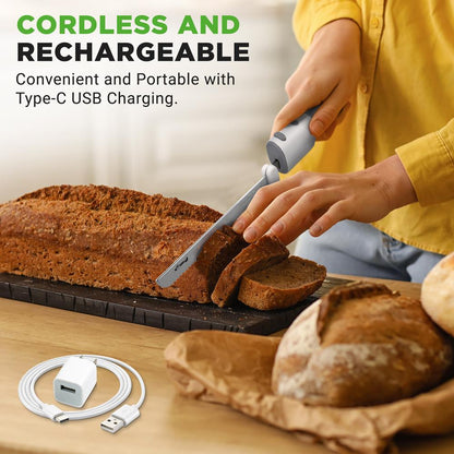 Electric Bread Knife For Carving Cooked Meats, Cooked Poultry, Bread, Crafting Foam, And More, Lightweight With Contoured Grip Handle