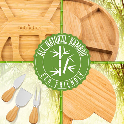 Plateau de service pour aliments – comprend des couteaux à découper, des bols en céramique, des marqueurs de craie et des étiquettes en ardoise 