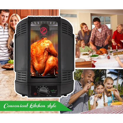 NutriChef Vertical Rotisserie Oven – Countertop Rotating Cooker, 700W, Precise & Even Cooking, Black