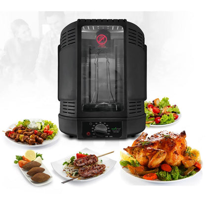 NutriChef Vertical Rotisserie Oven – Countertop Rotating Cooker, 700W, Precise & Even Cooking, Black