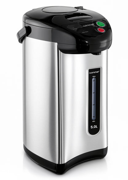 Electric Hot Water Urn 5L with Safety Lock - Stainless Steel Boiler with Auto Dispense Button