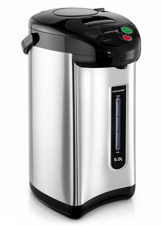 Electric Hot Water Urn 5L with Safety Lock - Stainless Steel Boiler with Auto Dispense Button