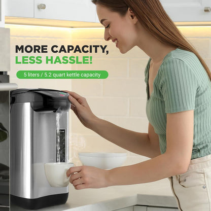 5 Liter Electric Water Boiler & Warmer - Digital Hot Pot Water Kettle, With 5 Temperature Settings And Safety Lock