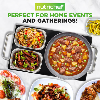 Nutrichef food preparation setup with various dishes on a white background