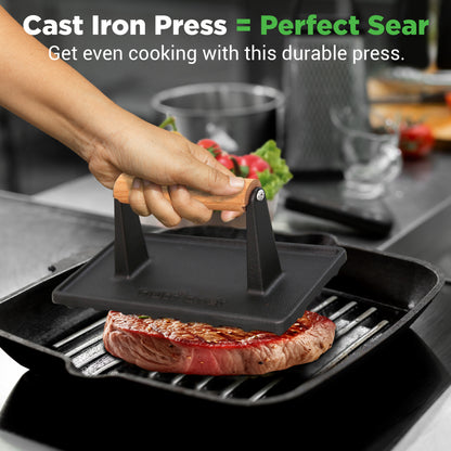 cast iron grill press