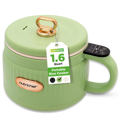 1.6L Portable Electric Rice Cooker, Multi-Functional With Non-Stick Ceramic Coating, Digital Control Panel, 6 Optional Functions, Anti-Burn Dry, Automatic Power-Off