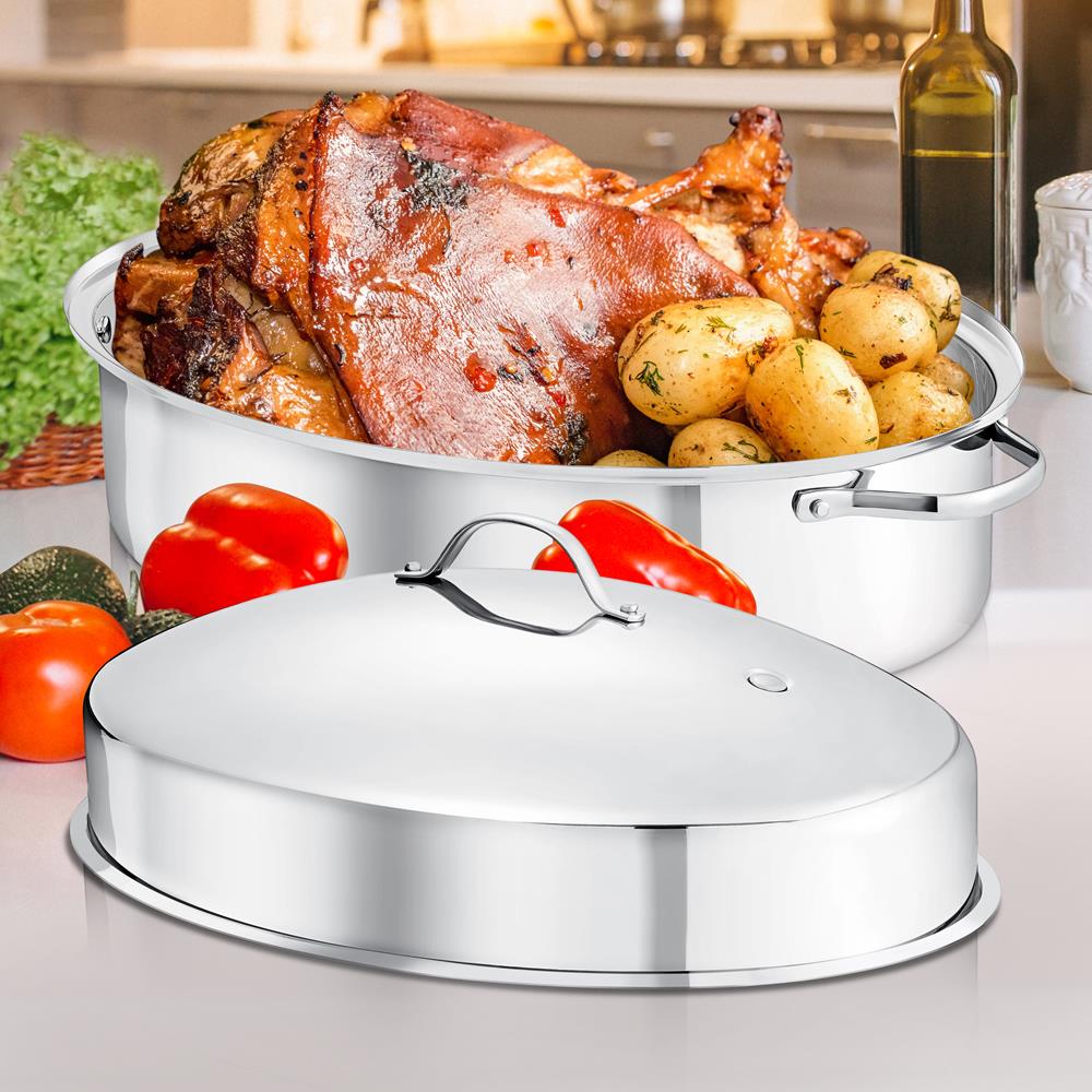 oval stainless steel roasting pan