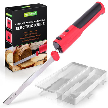 Electric Bread Knife For Carving Cooked Meats, Cooked Poultry, Bread, Crafting Foam, And More, Lightweight With Contoured Grip Handle