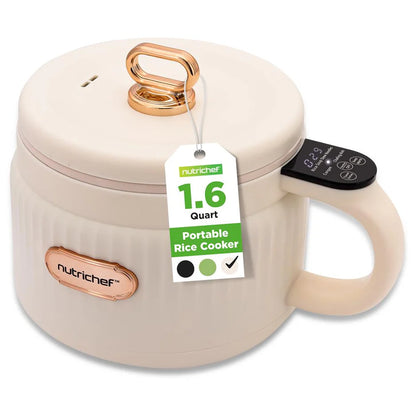 1.6L Portable Electric Rice Cooker, Multi-Functional With Non-Stick Ceramic Coating, Digital Control Panel, 6 Optional Functions, Anti-Burn Dry, Automatic Power-Off